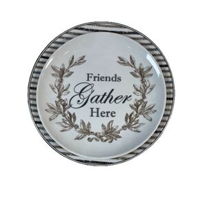 Fitz & Floyd Farmstead Home 4 Dinner Plate & FRIENDS GATHER HERE 4 Salad Plate